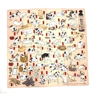 【新品】浮世絵　風呂敷　隅田川　猫飼好五十三疋　48cm　綿100％　日本製(その他)