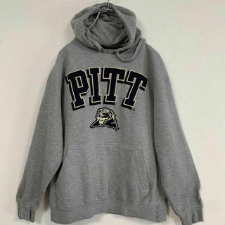 輸入古着 グレー色 PITT 刺繍ワッペン 長袖 パーカー Sサイズ(パーカー)