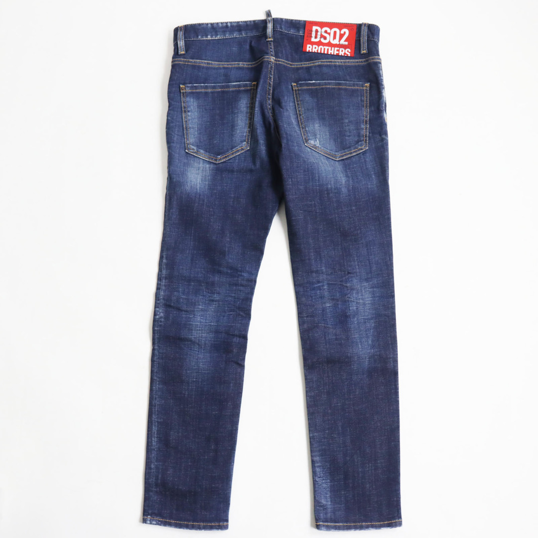 DSQUARED2(ディースクエアード)の美品 DSQUARED2 ディースクエアード 22AW S74LB1133 Skater Jean ブリーチ加工 ボタンフライ レザーパッチ付き デニムパンツ ジーンズ インディゴブルー 48 イタリア製 正規品 メンズ メンズのトップス(ジャージ)の商品写真