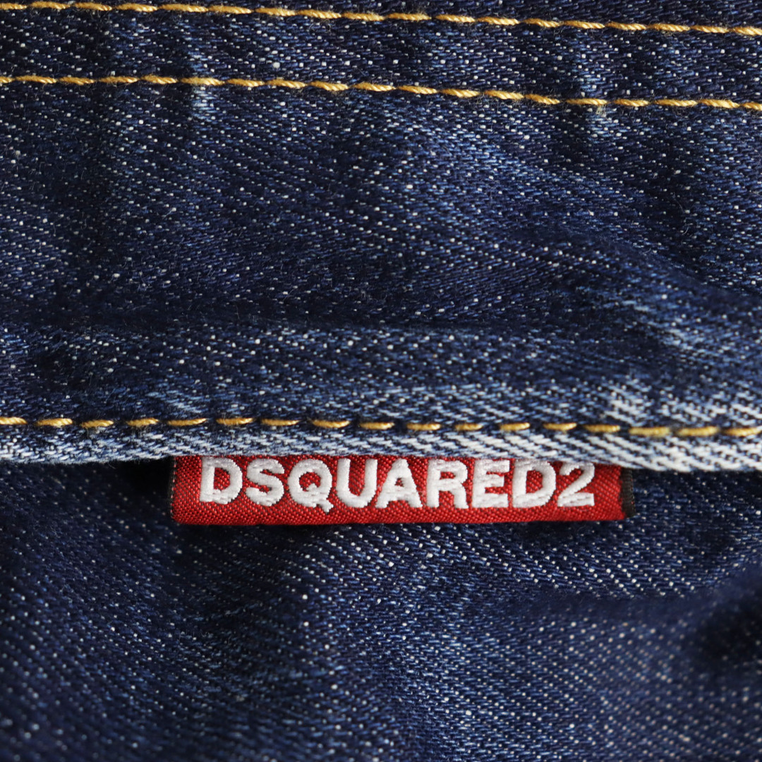 DSQUARED2(ディースクエアード)の美品 DSQUARED2 ディースクエアード 22AW S74LB1133 Skater Jean ブリーチ加工 ボタンフライ レザーパッチ付き デニムパンツ ジーンズ インディゴブルー 48 イタリア製 正規品 メンズ メンズのトップス(ジャージ)の商品写真