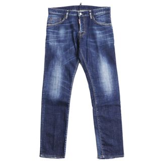 DSQUARED2 - 美品 DSQUARED2 ディースクエアード 22AW S74LB1133 Skater Jean ブリーチ加工 ボタンフライ レザーパッチ付き デニムパンツ ジーンズ インディゴブルー 48 イタリア製 正規品 メンズ