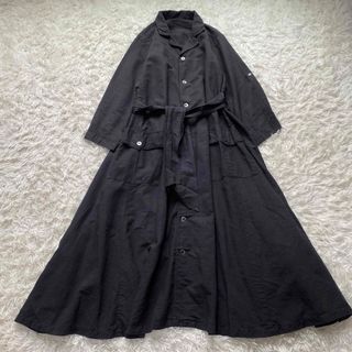 ネストローブ(nest Robe)の美品✨ネストローブ ロングワンピース 春服 ウエストベルト 綿 麻 絹(ロングワンピース/マキシワンピース)