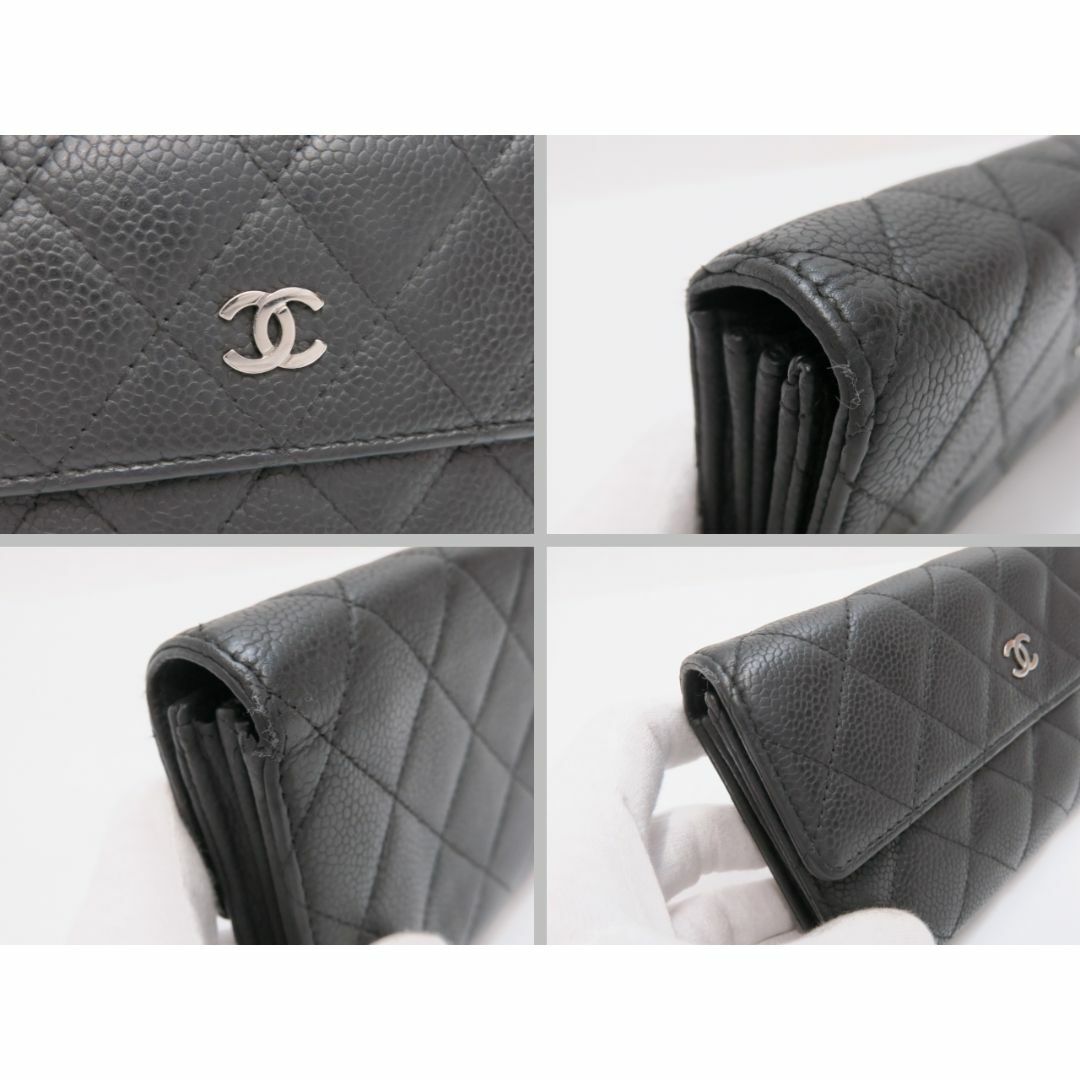 CHANEL - シャネル マトラッセ 二つ折り長財布 キャビアスキン CHANEL - シャネル マトラッセ 二つ折り長財布 キャビアスキン
