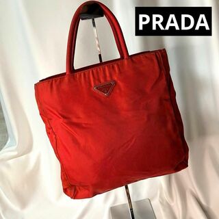 プラダ(PRADA)のPRADA プラダ ナイロン ハンドバッグ 赤 レッド色あせ 中古 トートバッグ(ハンドバッグ)