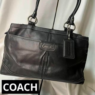 コーチ(COACH)のCOACH コーチ ハンドバッグ 美品 中古 レザー ブラック 黒(ハンドバッグ)