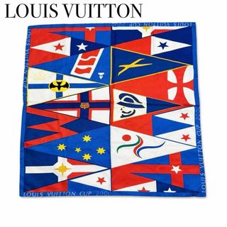 ルイヴィトン(LOUIS VUITTON)のルイヴィトン ルイヴィトンカップ シルク100% スカーフ ハンカチーフ ブルー(バンダナ/スカーフ)