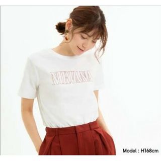 ジーユー(GU)のGU グラフィックTシャツ NILVANA ジーユー ユニクロ 白(Tシャツ(半袖/袖なし))