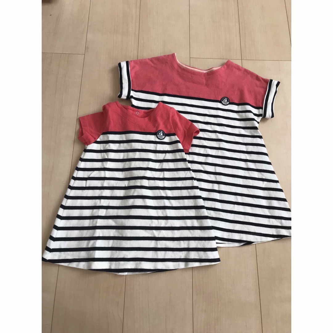 PETIT BATEAU(プチバトー)のお揃い⭐︎プチバトー81&95 キッズ/ベビー/マタニティのキッズ服女の子用(90cm~)(ワンピース)の商品写真