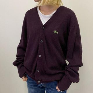 ラコステ(LACOSTE)のUSA製 70年代 ビンテージ LACOSTE IZOD ラコステ アクリルニットカーディガン メンズM(ニット/セーター)