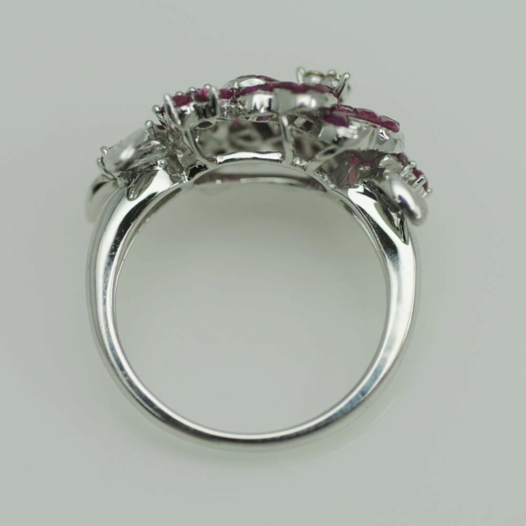 リング/指輪/K18WG/ピンクサファイア1.70 ダイヤD0.10/花/#14【JR1976】 レディースのアクセサリー(リング(指輪))の商品写真