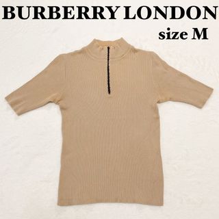 バーバリー(BURBERRY)の【美品】バーバリーロンドン　半袖ニット　クォータージッププルオーバーノバチェック(ニット/セーター)