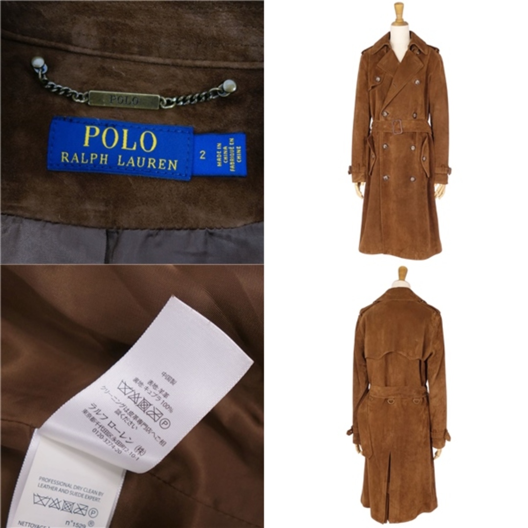 Ralph Lauren(ラルフローレン)の美品 ラルフローレン RALPH LAUREN コート トレンチコート スウェードレザー アウター レディース 2(XS相当) ブラウン レディースのジャケット/アウター(トレンチコート)の商品写真