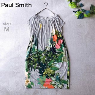 希少！Paul Smith ポールスミス 総柄 レーヨン ワンピース ベルト付き