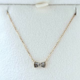 ベルシオラ ダイヤモンド リボン ネックレス K18YG 0.08ct 1.2g