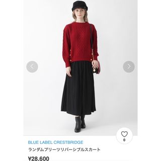 ブルーレーベルクレストブリッジ(BLUE LABEL CRESTBRIDGE)のブルーレーベル　ランダムプリーツリバーシブル　スカート　38サイズ(ロングスカート)