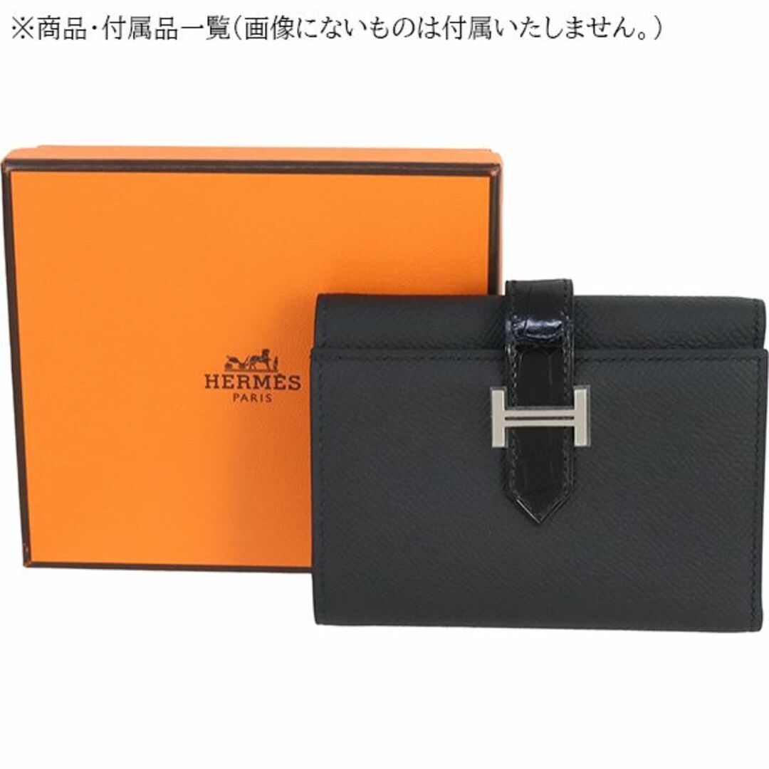 Hermes(エルメス)のエルメス 三つ折り 財布 レディース メンズ ベアン アリゲーター エプソン ブラック 新品 h-a551 レディースのファッション小物(財布)の商品写真