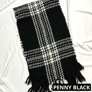 ペニーブラック(PENNY BLACK)のPENNY BLACK ペニーブラック マフラー 大判 モノクロ ブラック(マフラー/ショール)