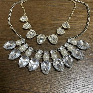 美品 ネックレス 2個セット 韓国 結婚式 パーティー アクセサリー(ネックレス)