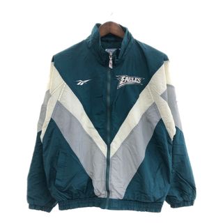 リーボック(Reebok)のReebok リーボック PRO LINE NFL フィラデルフィア・イーグルス ナイロン ジャケット プロチーム グリーン (メンズ M) 中古 古着 P7833(その他)