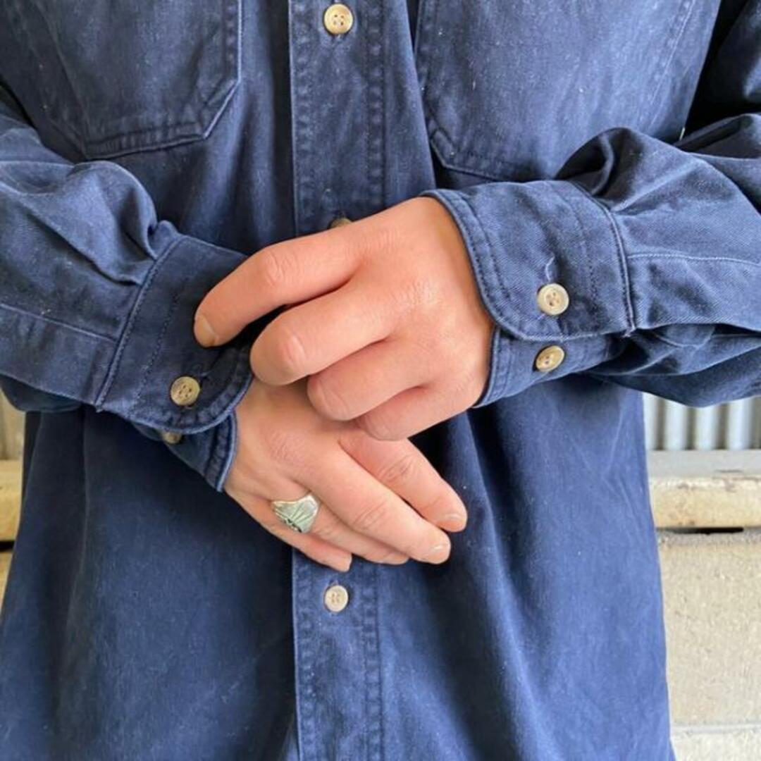 WOOLRICH(ウールリッチ)の90年代 WOOLRICH ウールリッチ 企業ロゴ刺繍 コットンツイル ワークシャツ メンズL メンズのトップス(シャツ)の商品写真