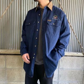 ウールリッチ(WOOLRICH)の90年代 WOOLRICH ウールリッチ 企業ロゴ刺繍 コットンツイル ワークシャツ メンズL(シャツ)