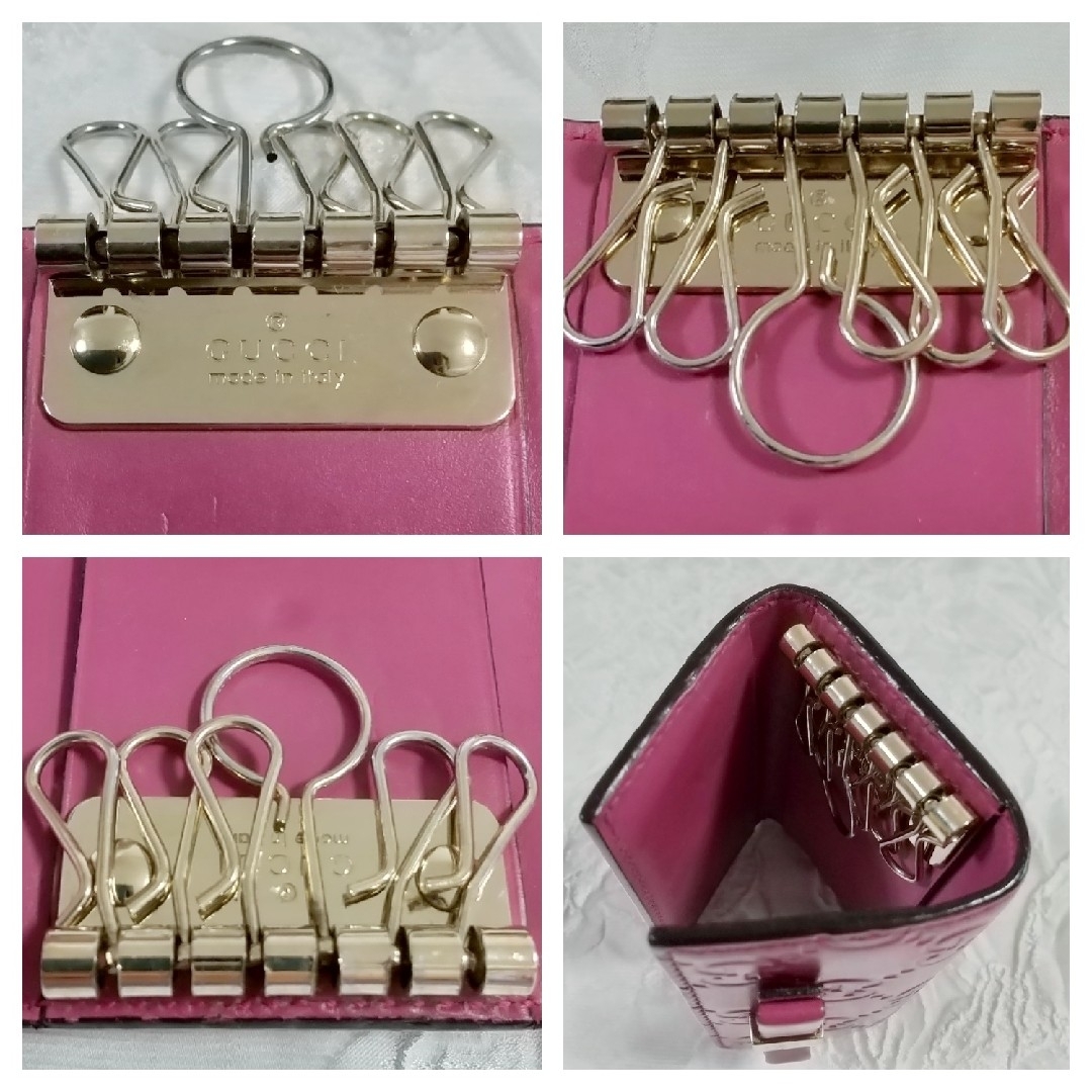 GUCCI - GUCCI グッチ 6連 キーケース GG 柄 シマ リボン GUCCI - GUCCI グッチ 6連 キーケース GG 柄 シマ リボン