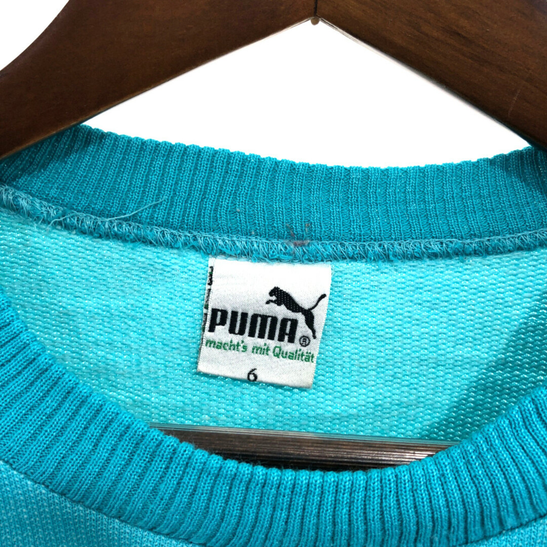 PUMA(プーマ)の80年代 イタリア製 PUMA プーマ クルーネック スウェット トップス スポーツ ライトブルー (メンズ 6) 中古 古着 P7970 メンズのトップス(スウェット)の商品写真