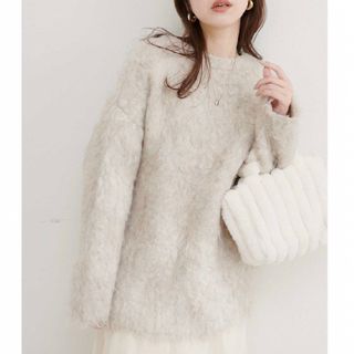 ナチュラルクチュール(natural couture)のループヤーンウェーブ起毛カーディガン(カーディガン)