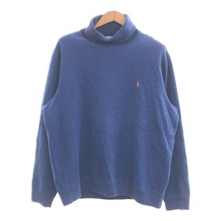 ポロラルフローレン(POLO RALPH LAUREN)の90年代 Polo by Ralph Lauren ポロ ラルフローレン タートルネック スウェット トップス ネイビー (メンズ XL) 中古 古着 P8288(スウェット)