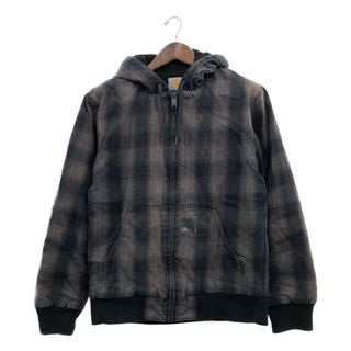 カーハート(carhartt)のCarhartt カーハート アクティブパーカージャケット アウター ワーク チェック グレー (メンズ M) 中古 古着 P8336(その他)