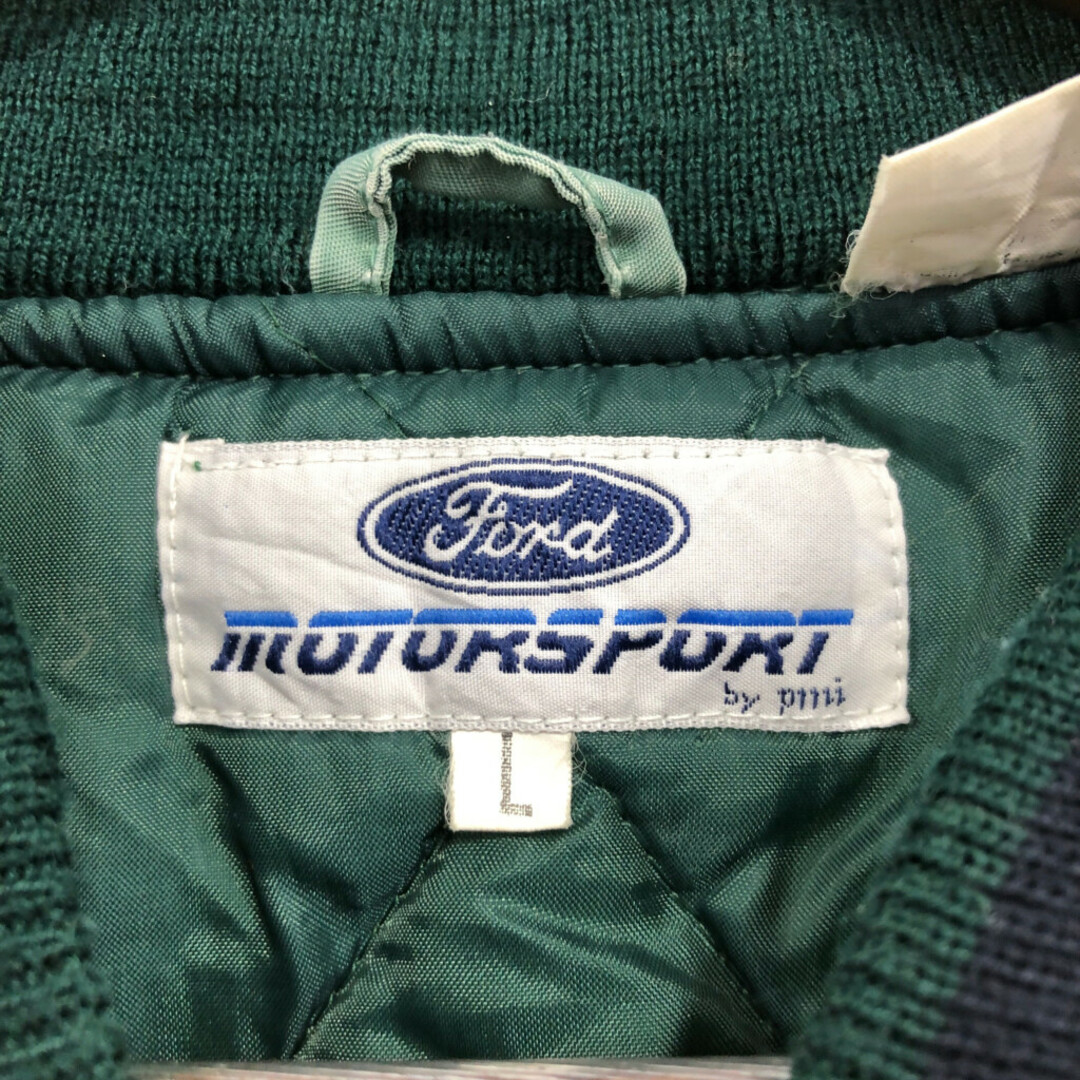 FORD MOTORSPORT フォード ロゴ ナイロン ジャケット アウター モータースポーツ 企業 刺繍 グリーン (メンズ L) 中古 古着 P8427 メンズのジャケット/アウター(その他)の商品写真