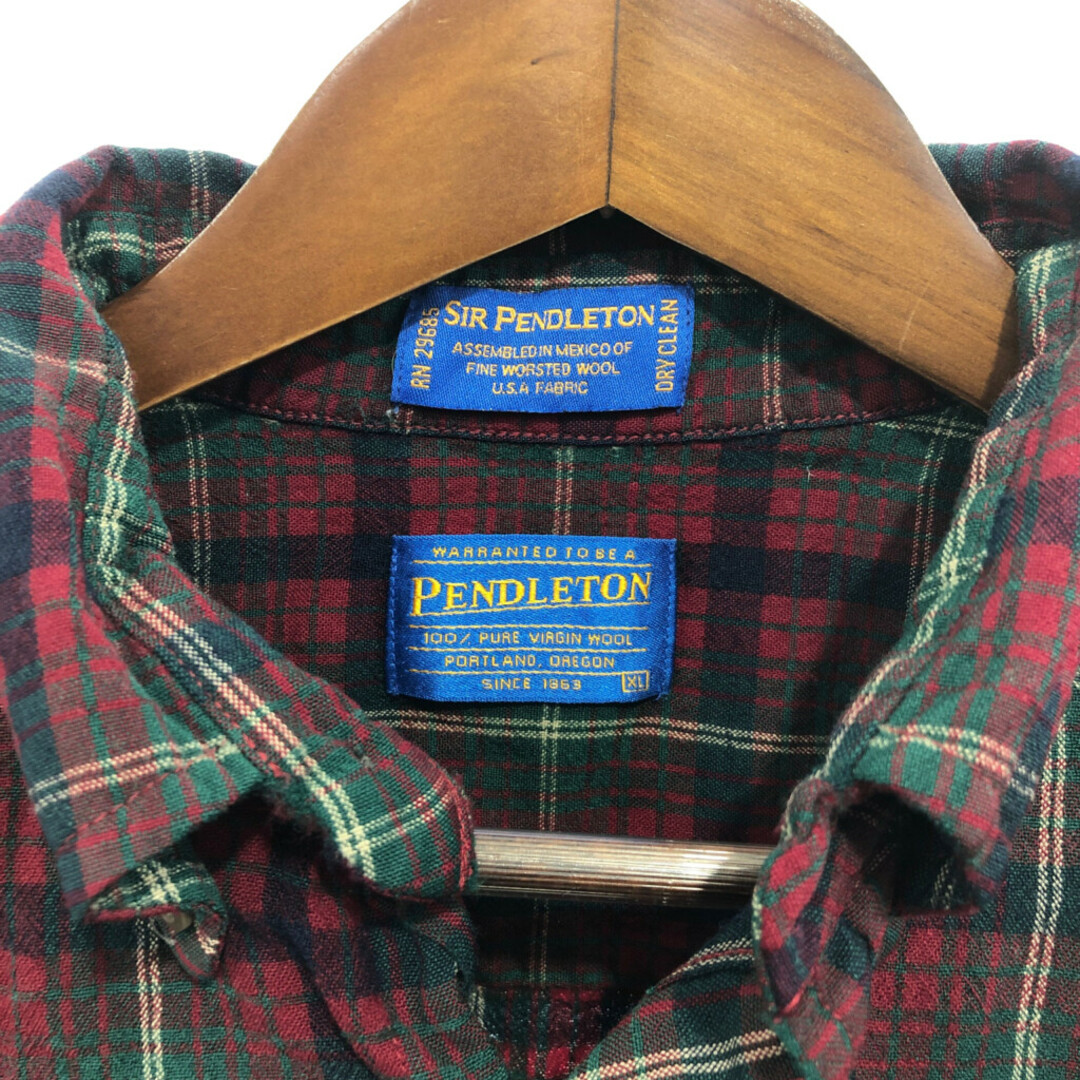 PENDLETON(ペンドルトン)の90年代 PENDLETON ペンドルトン ボタンダウン ウールシャツ トップス アメカジ チェック マルチカラー (レディース XL) 中古 古着 P8452 レディースのトップス(シャツ/ブラウス(長袖/七分))の商品写真