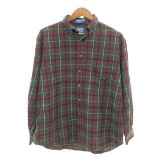 ペンドルトン(PENDLETON)の90年代 PENDLETON ペンドルトン ボタンダウン ウールシャツ トップス アメカジ チェック マルチカラー (レディース XL) 中古 古着 P8452(シャツ/ブラウス(長袖/七分))