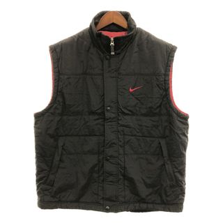 ナイキ(NIKE)の90年代 NIKE ナイキ ワンポイントロゴ 中綿 ベスト アウター スポーツ ブラック (メンズ XL) 中古 古着 P8493(その他)