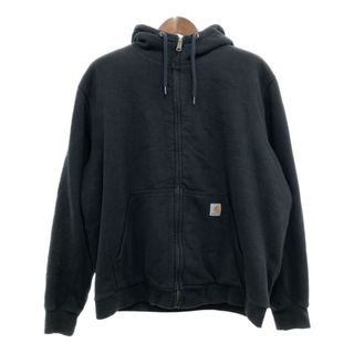 カーハート(carhartt)のCarhartt カーハート フルジップ ボア スウェット パーカー 大きいサイズ ワンポイントロゴ ブラック (メンズ 2XL) 中古 古着 P8566(パーカー)