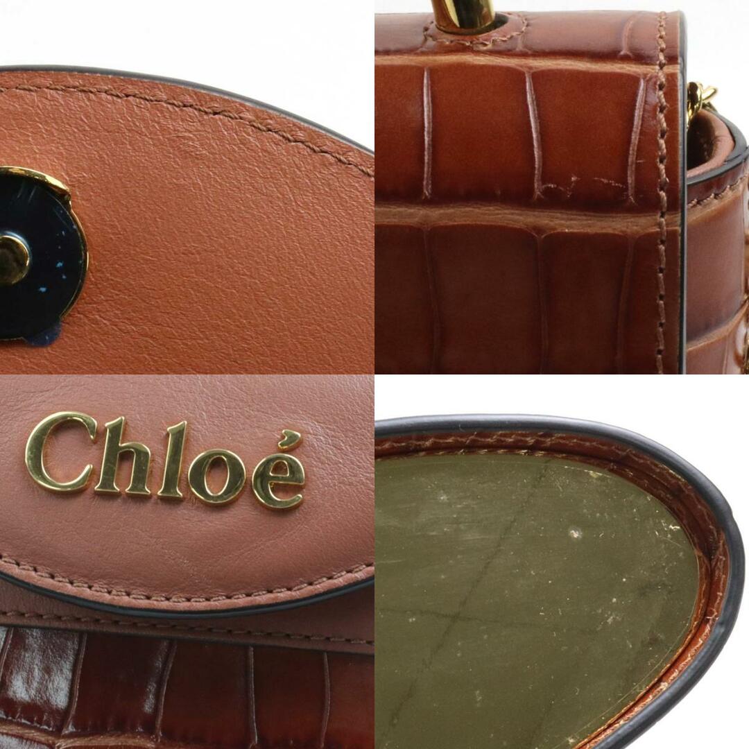 Chloe(クロエ)のクロエ Chloe 斜め掛けショルダーバッグ アビーロック 型押しレザー ブラウン レディース 送料無料【中古】 h30106f レディースのバッグ(ショルダーバッグ)の商品写真