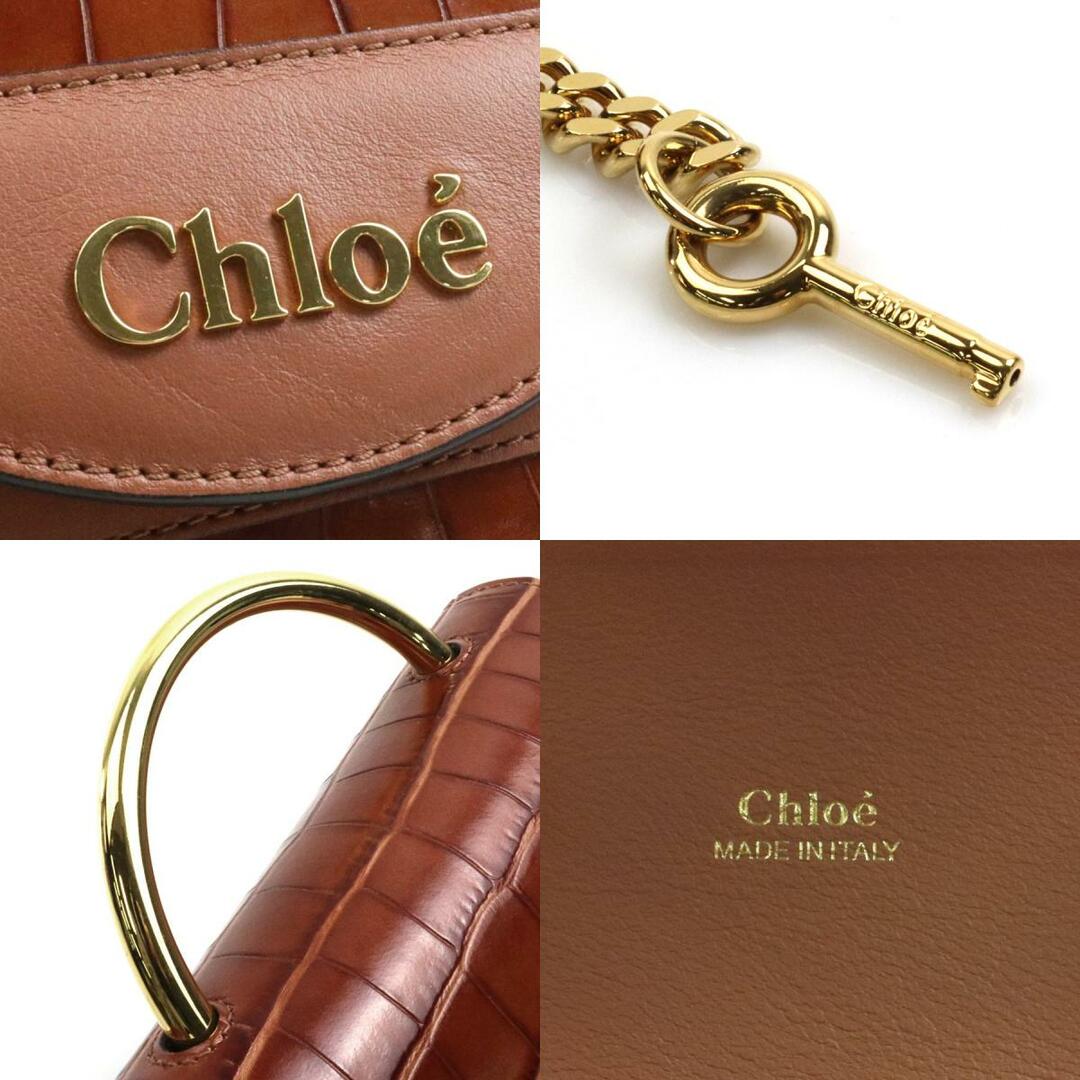 Chloe(クロエ)のクロエ Chloe 斜め掛けショルダーバッグ アビーロック 型押しレザー ブラウン レディース 送料無料【中古】 h30106f レディースのバッグ(ショルダーバッグ)の商品写真