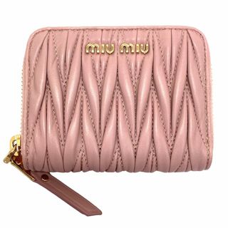 miumiu - 【在庫一掃】MIUMIU ミュウミュウ コインケース マテラッセ ミニ財布 ジップアラウンド 小銭入れ 5M0268 レザー    ピンク ゴールド金具 レディース 美品【中古品】