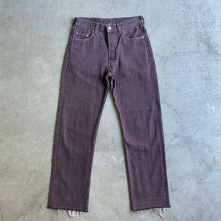 レア スペイン製 90年代 Levi's 先染め パープル 501 カットオフ デニムパンツ W30(ペインターパンツ)