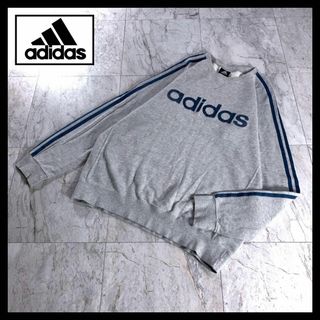 アディダス(adidas)の00s adidas 古着 スウェット フロッキーロゴ スウェット グレー(スウェット)