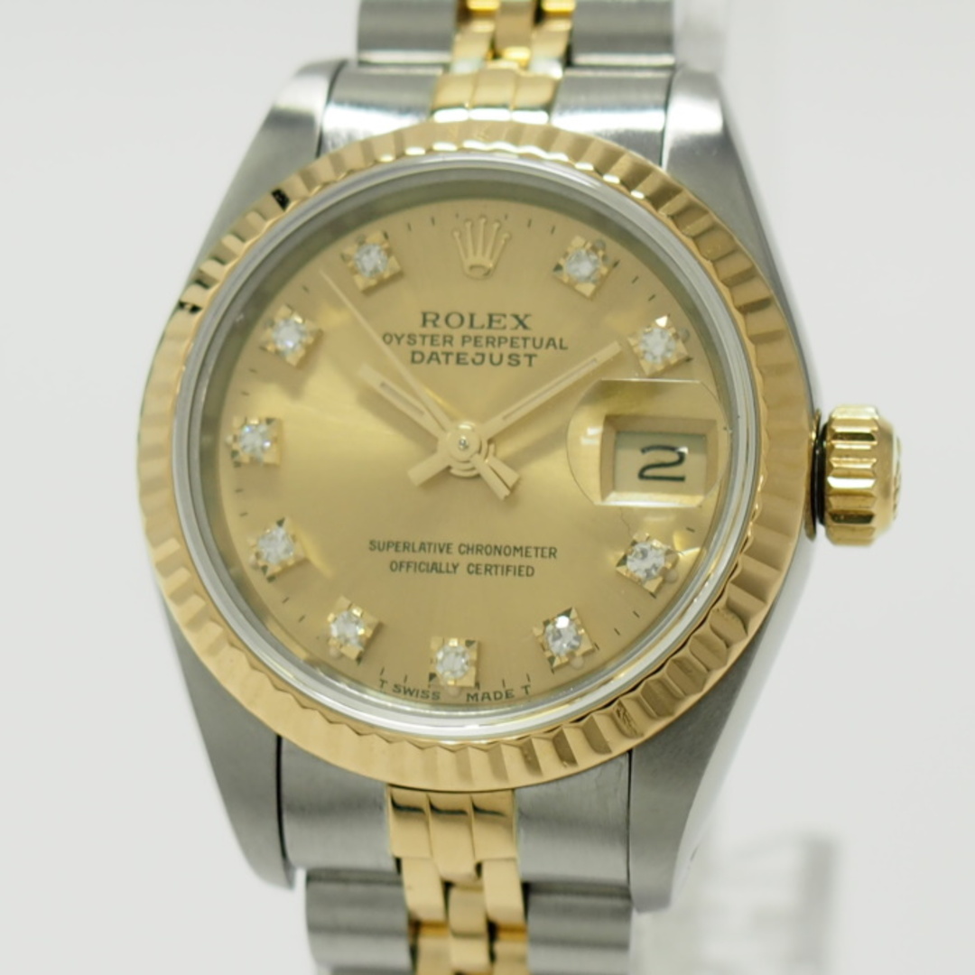 ROLEX(ロレックス)のROLEX デイトジャスト 10PD 自動巻き SS YG ゴールド文字盤 X番 レディースのファッション小物(ベルト)の商品写真