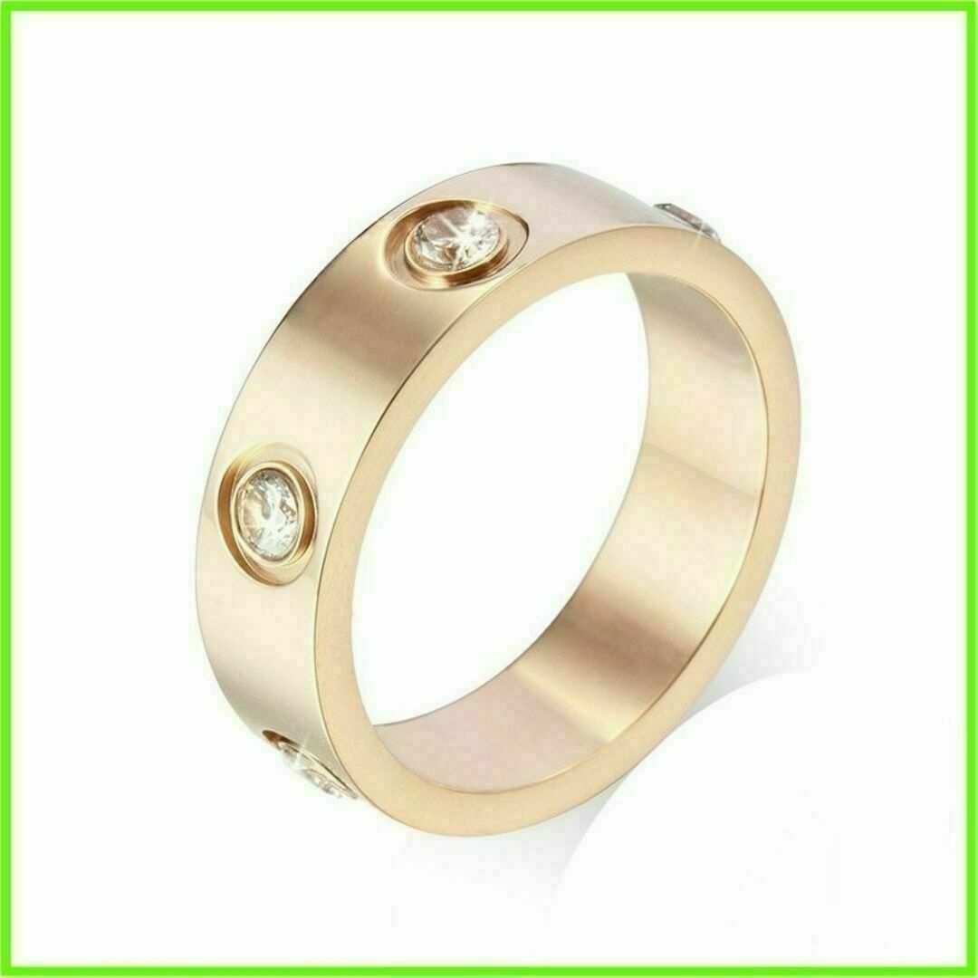 ピンクゴールド　リング　指輪　6mm幅　 czフルダイヤ　ステンレス　ジュエリー レディースのアクセサリー(リング(指輪))の商品写真