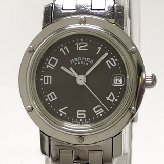 エルメス(Hermes)のHERMES クリッパー レディース 腕時計 クオーツ SS グレー文字盤(腕時計)
