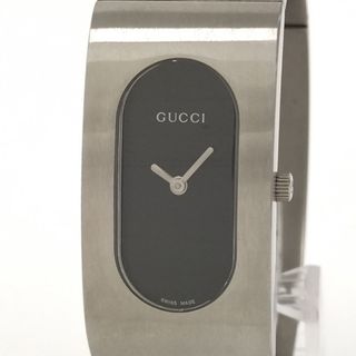 グッチ(Gucci)のGUCCI バングルウォッチ レディース 腕時計 クオーツ SS ブラック文字盤(ブレスレット/バングル)