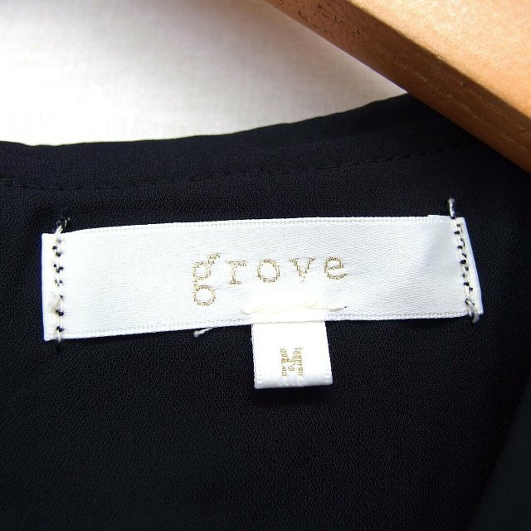 grove(グローブ)のグローブ grove カットソー ブラウス シフォン 切替オーガンジー ボーダー レディースのトップス(カットソー(半袖/袖なし))の商品写真