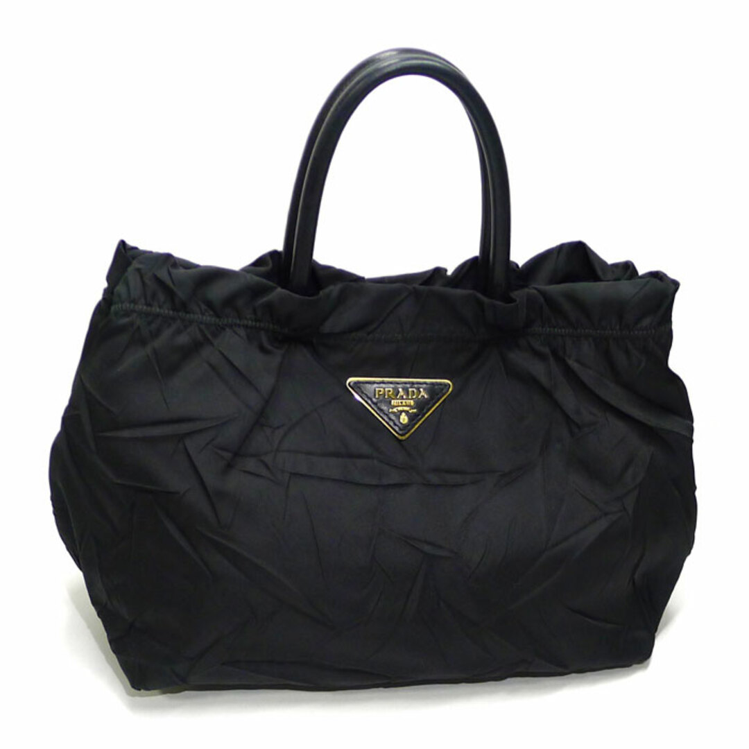 PRADA - PRADA ナイロン ハンドバッグ シワ加工 ブラック PRADA - PRADA ナイロン ハンドバッグ シワ加工 ブラック