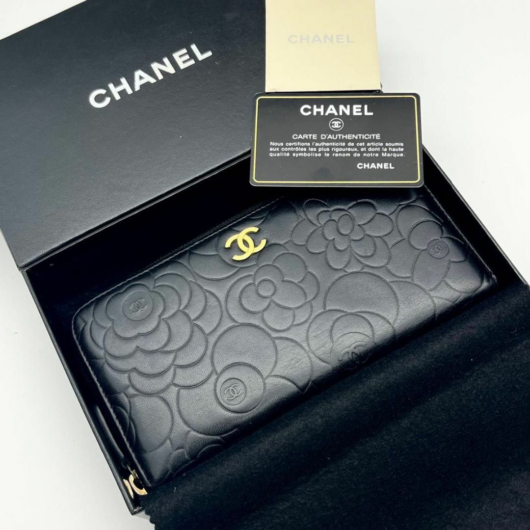 CHANEL(シャネル)の シャネル カメリア ココマーク ラウンドファスナー　ゴールド　C73 レディースのファッション小物(財布)の商品写真