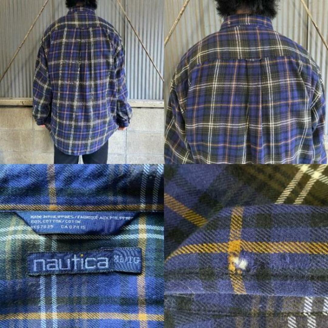 NAUTICA(ノーティカ)のビッグサイズ 90年代 NAUTICA ノーティカ  チェック柄 ライトネルシャツ メンズXL メンズのトップス(シャツ)の商品写真