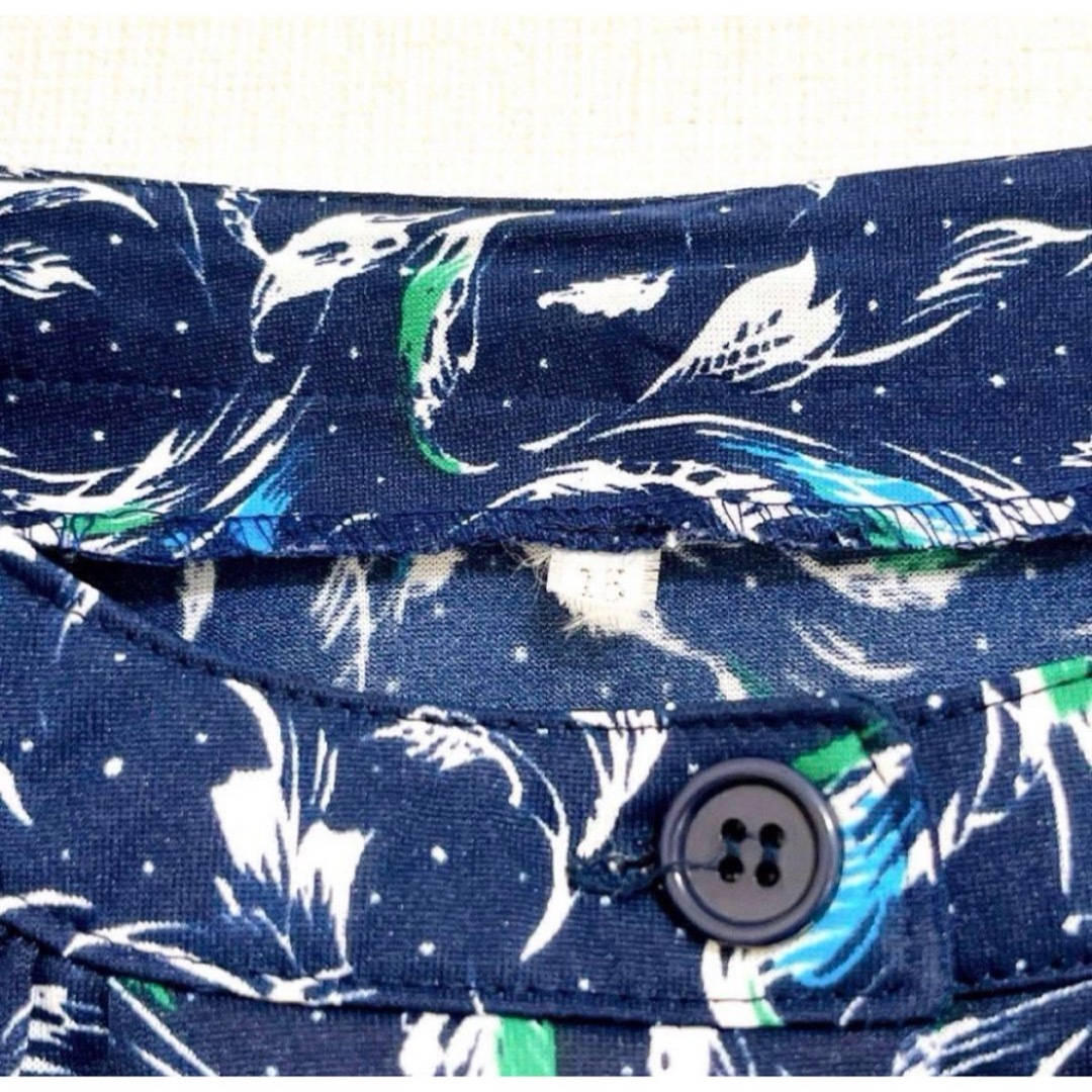 総柄  ヴィンテージ  ノーカラー  シャツ  ブラウス  15号・3L レディースのトップス(シャツ/ブラウス(半袖/袖なし))の商品写真