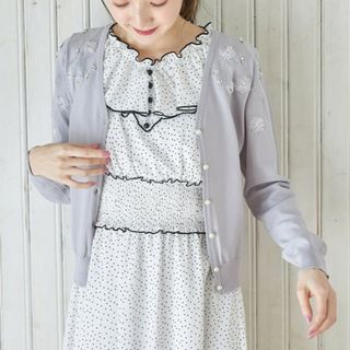 トッコクローゼット(TOCCO closet)のトッコクローゼット tocco closet フラワーカーディガン アイスグレー(カーディガン)